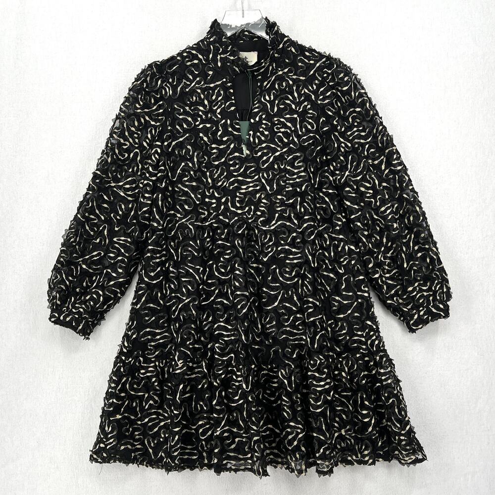 TUCKERNUCK Nightly Organza Palmerston Dress Womens Small Black Gold Swing Mini - Picture 6 of 16